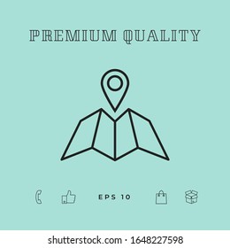 Map icon with Pin Pointer. Graphic elements for your design