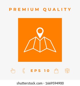 Map icon with Pin Pointer. Graphic elements for your design