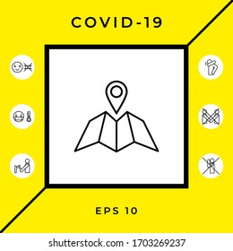 Map icon with Pin Pointer. Graphic elements for your design