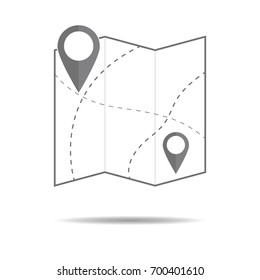 Map Icon with pin pointer - simple flat design, vector