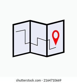 Map Icon. Route, Location Symbol - Vector.
