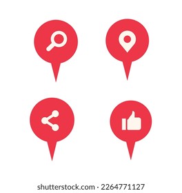 map icon : search, pin, share, like