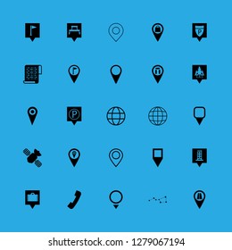 map icon set about phone holder, location, satellite and marker flags vector set