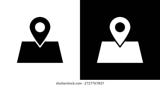 Map icon set. flat icon collection. flat line silhouette set.