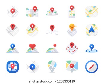 Map icon set. Included the icons as location, area, navigation, navigator, direction and more.
