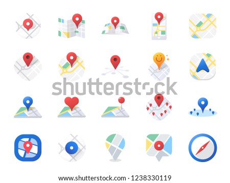 Map icon set. Included the icons as location, area, navigation, navigator, direction and more.