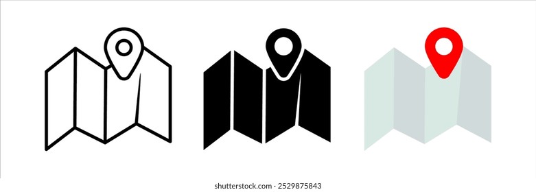 Map icon set. Location sign. for mobile concept and web design. vector illustration on white background