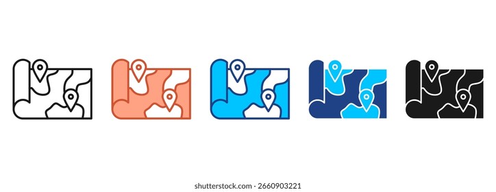 Ícone de Mapa Definir Coleção de Vários Estilos