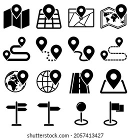 map icon set, map vector set sign symbol