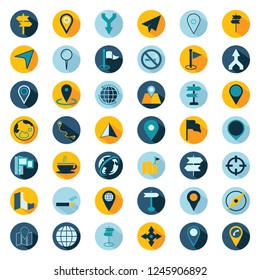 Map Icon Set Vectors. Different Colors. 3D Color. 