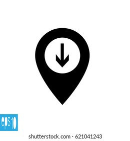 Map icon, sign with arrow - vector illustration