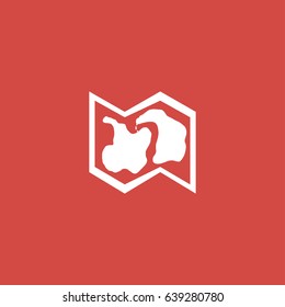 map icon. sign design. red background
