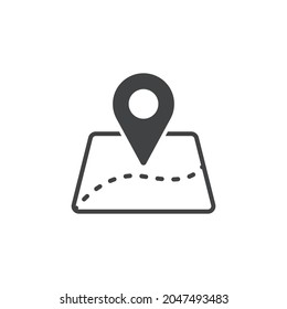 Map icon. Simple outline style. Road, place, journey, pin, landmark, find, point, paper, flat, travel, street marker concept. Vector illustration isolated on white background Editable stroke EPS 10