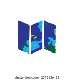 Icono de mapa. Símbolo de fondo de afiches de la compañía de viajes de estilo simple. Elemento de diseño de logotipo de marca de mapa. Mapa la impresión de camisetas. Vector para pegatinas.