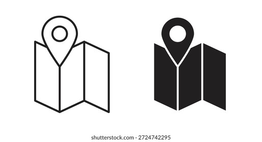 Vectores simples del icono del mapa en negro, convenientes para los proyectos