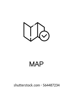 Map icon. Single high quality outline symbol for web design or mobile app. Thin line sign for design logo. Black outline pictogram on white background