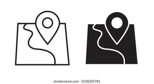 Map icon in solid and stroke style.