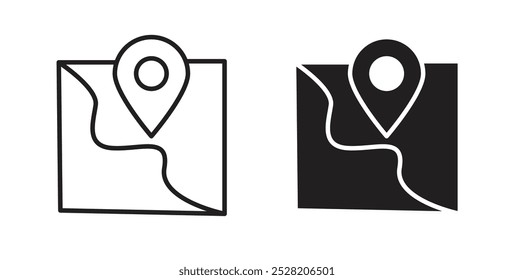 Map icon in solid and stroke style.