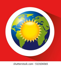 map with icon sun weather graphic vector illustration eps 10