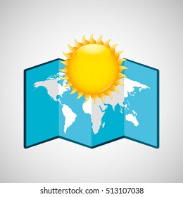map with icon sun weather graphic vector illustration eps 10