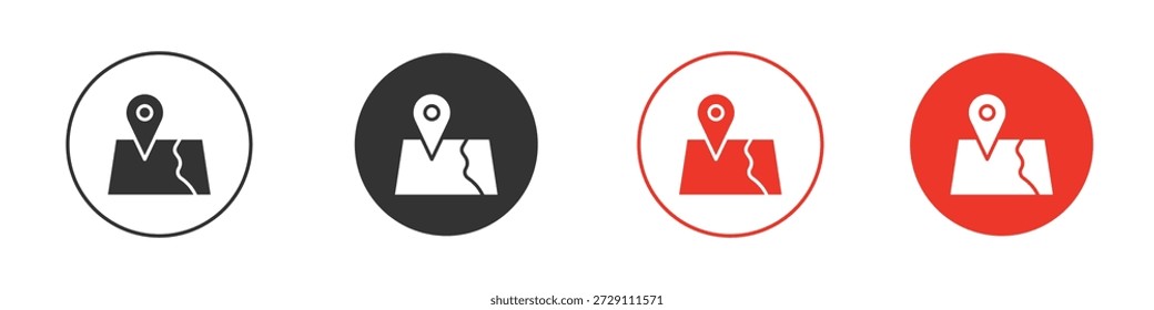 Símbolo de icono de mapa en negro. Icono de diseño de Vector stock