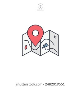 Map-Symbol-Vektorillustration auf weißem Hintergrund isoliert
