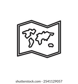 Map icon Thin line flat illustration