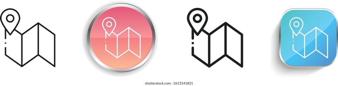 map icon. Thin Linear, Regular and Button Style Design Isolated On White Background