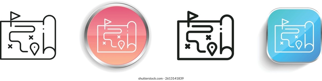 map icon. Thin Linear, Regular and Button Style Design Isolated On White Background