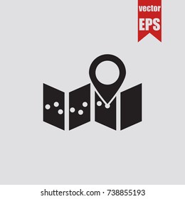 Map icon in trendy isolated on grey background.Vector illustration.