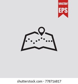 Map icon in trendy isolated on grey background.Vector illustration.
