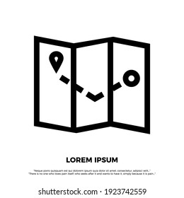 Icono de mapa en estilo de moda aislado en fondo gris. Símbolo de diseño de sitio web, logotipo, aplicación, interfaz de usuario. Ilustración vectorial Eps10.