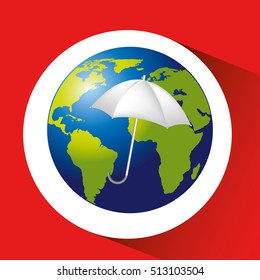 map with icon umbrella weather graphic vector illustration eps 10