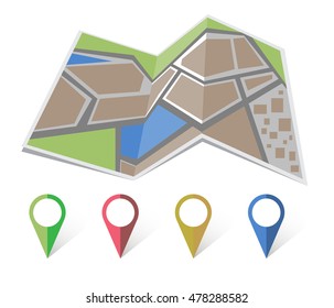 Map icon vector.GPS colored location icon.