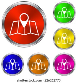 map icon - vector glossy colourful buttons