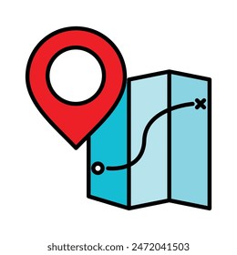 Map icon, vector illustration, filled style, best used for web