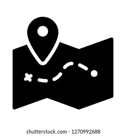 Map Icon Vector Illustration in Glyph Style for Any Purpose