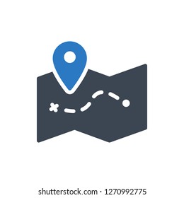 Map Icon Vector Illustration in Glyph Style for Any Purpose