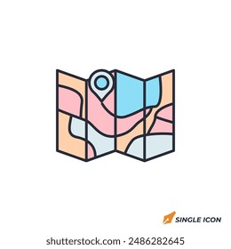 Ilustración vectorial de icono de mapa. Símbolo de mapa aislado sobre fondo blanco.