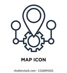 Map icon vector isolated on white background, Map transparent sign , thin symbols or lined elements in outline style