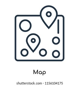 Map icon vector isolated on white background, Map transparent sign , thin symbols or lined elements in outline style