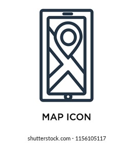 Map icon vector isolated on white background. thin symbols or lined elements in outline style