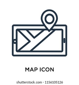 Map icon vector isolated on white background. thin symbols or lined elements in outline style