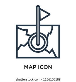 Map icon vector isolated on white background. thin symbols or lined elements in outline style