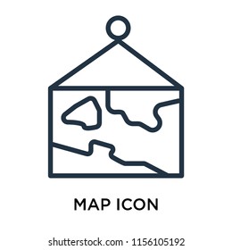 Map icon vector isolated on white background, Map transparent sign , linear pictogram or outline logo design in lined style