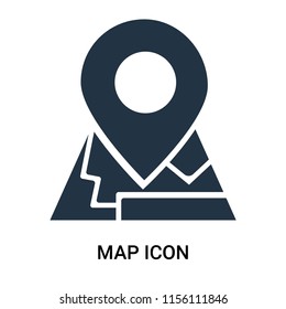 Map icon vector isolated on white background, Map transparent sign , filled dark user interface icons