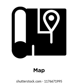 Map icon vector isolated on white background, logo concept of Map sign on transparent background, filled black symbol