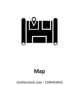 Map icon vector isolated on white background, logo concept of Map sign on transparent background, filled black symbol