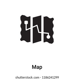 Map icon vector isolated on white background, logo concept of Map sign on transparent background, filled black symbol