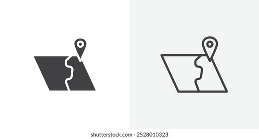 Map icon vector icon set in black and white color.